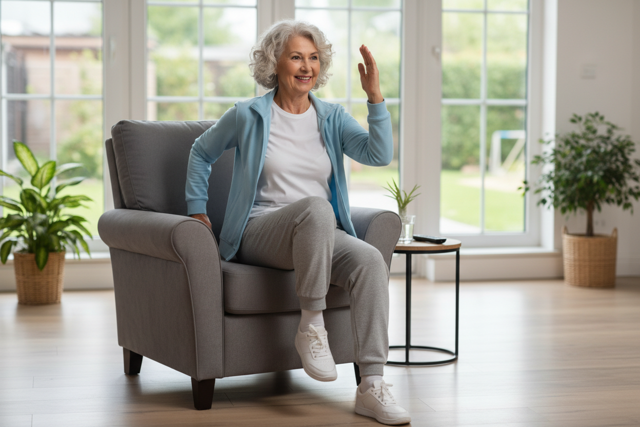 15 Effective Low Impact Workouts for Seniors: Safe & Easy chair exercises for seniors at home — seated cardio marching for mobility