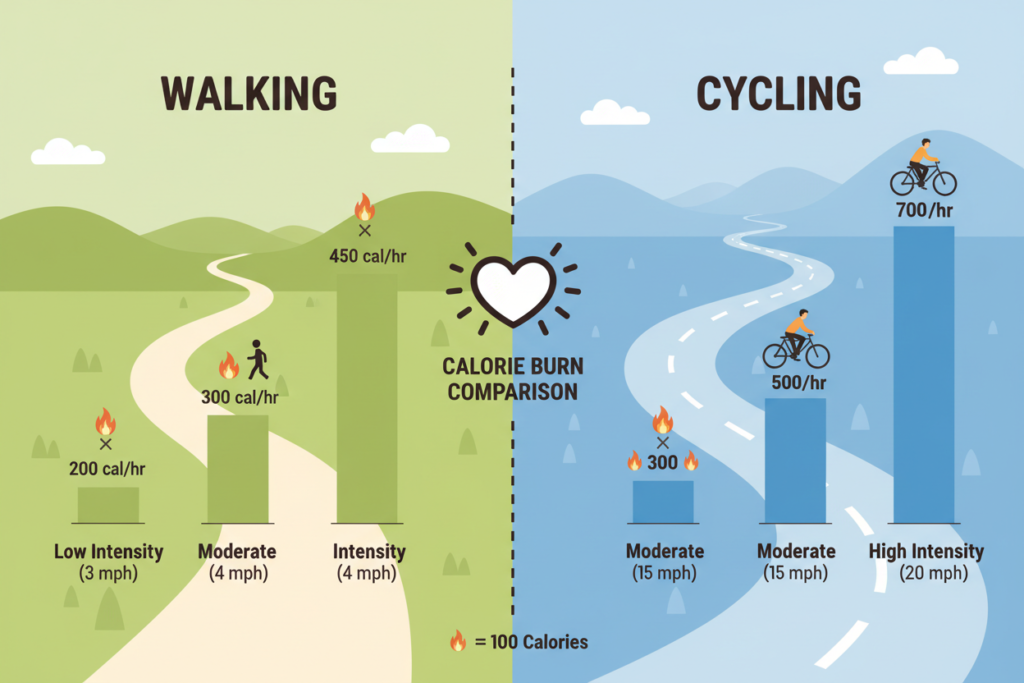 Walking vs Cycling for Fat Loss: The Winner for Weight Loss Walking vs Cycling for Fat Loss: The Winner for Weight Loss 1